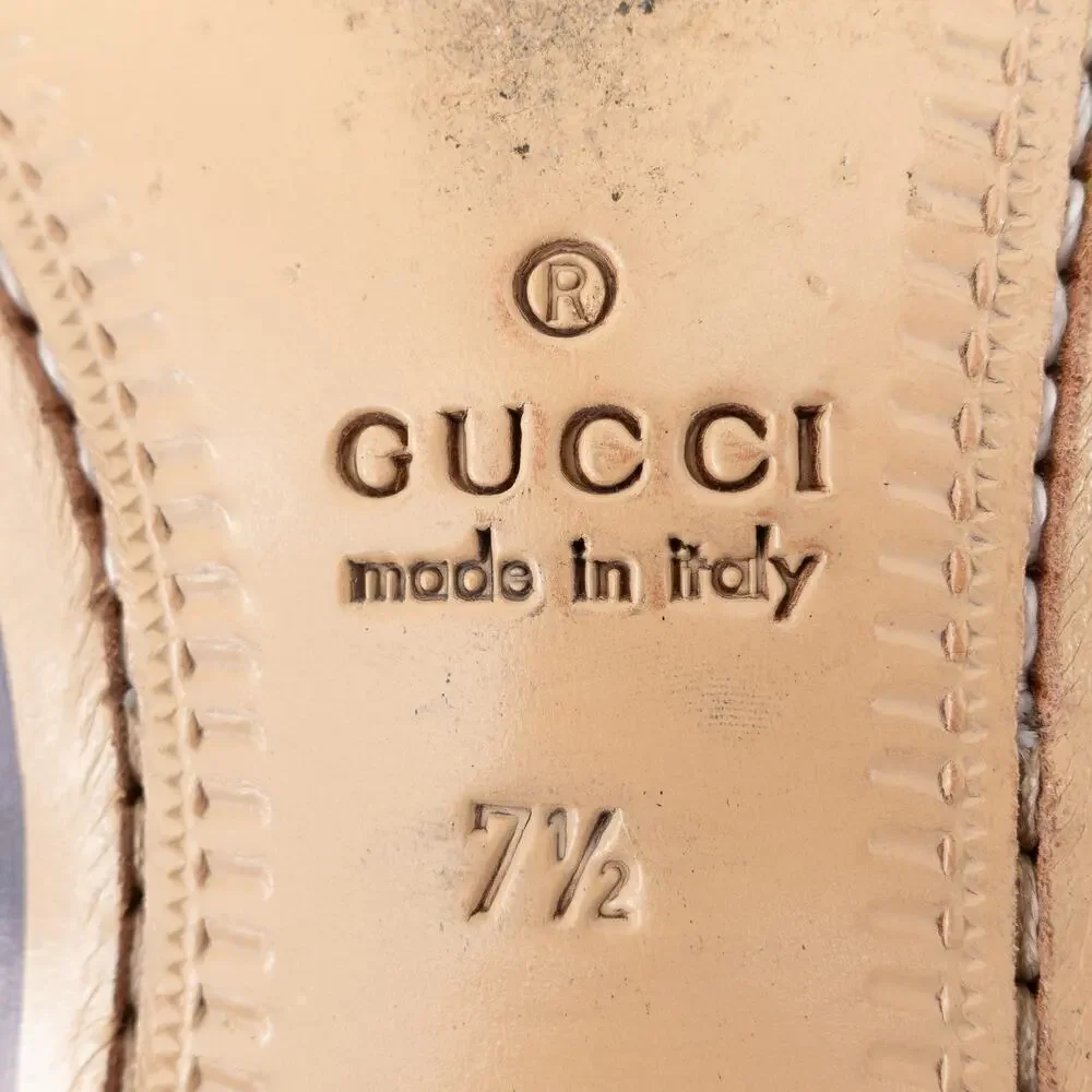 GUCCI Leather Lace-Up Shoes Men's 7.5 Brown